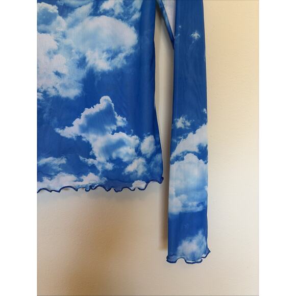 Delia's Dolls Kill Heaven on Earth Mesh Top Shirt Clouds Sky Womens Large? Read - Picture 8 of 9